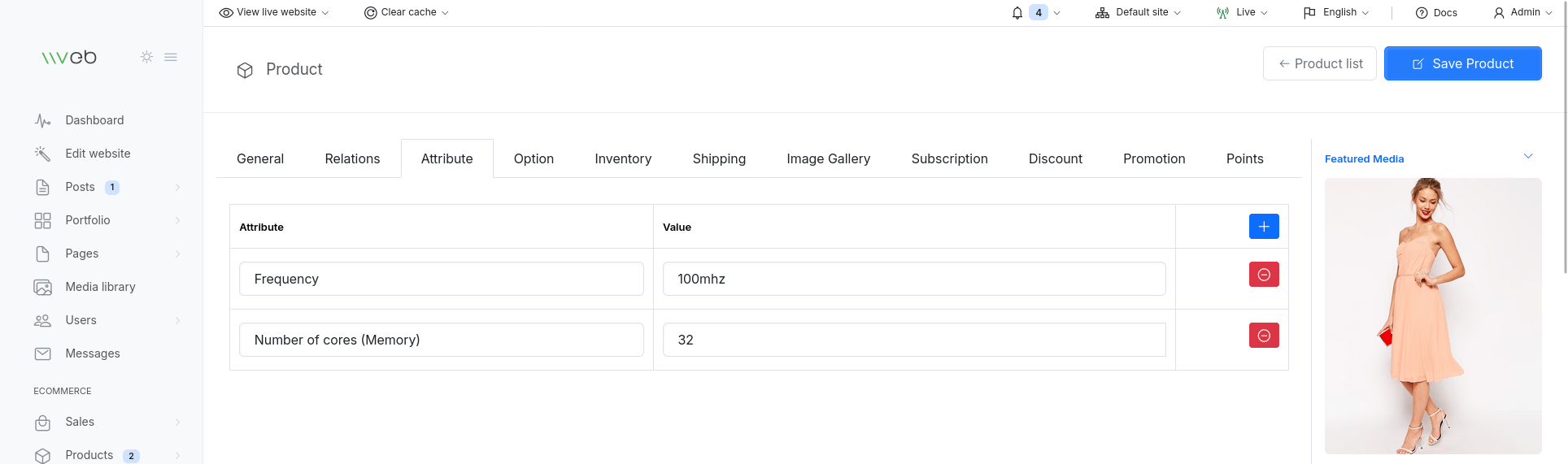 Product attributes