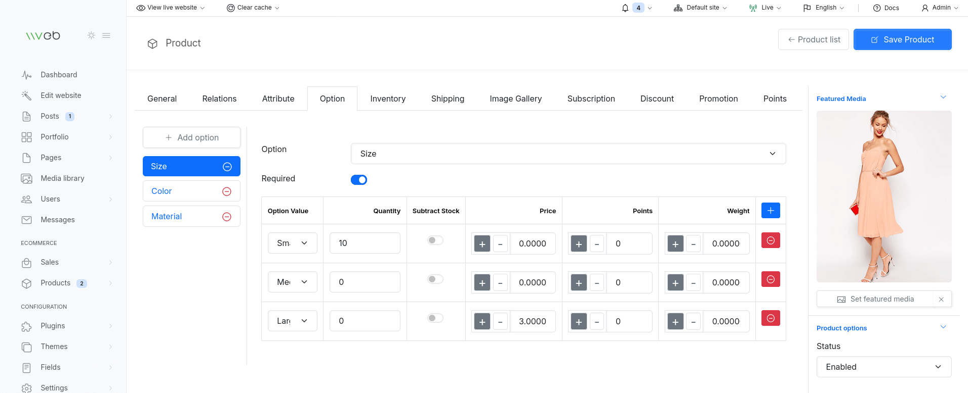 Product options
