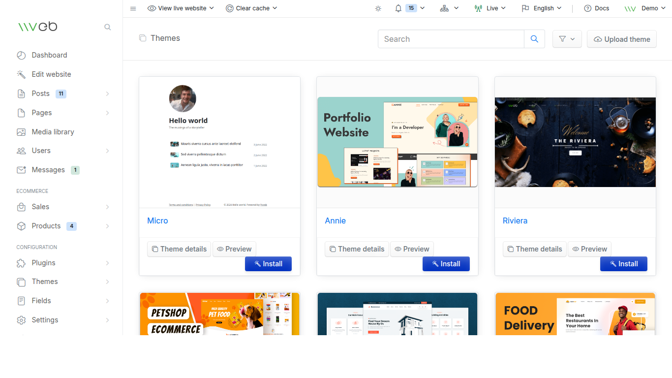 Vvveb themes
